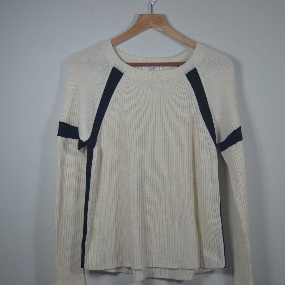Feel The Piece Terre Jacobs Varsity Ribbed White Sweater Size XS/S